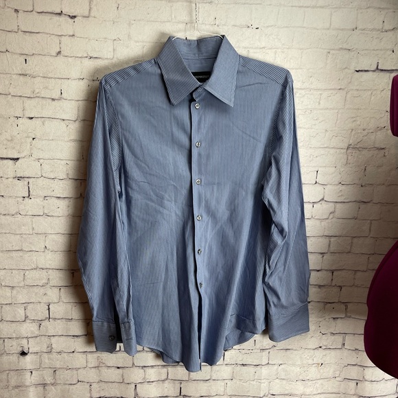 Emporio Armani blue striped button down shirt size medium - Picture 1 of 7